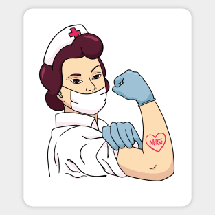 Fierce Nurse Girl Power Strong Woman Social Distancing FaceMask Sticker